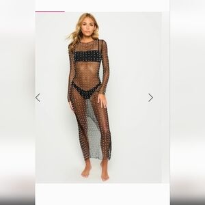 BNWT Black mesh pearl Champagne Nights coverup